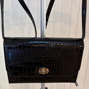 Samantha Brown to-go faux Croc Black Crossbody Wallet or Clutch